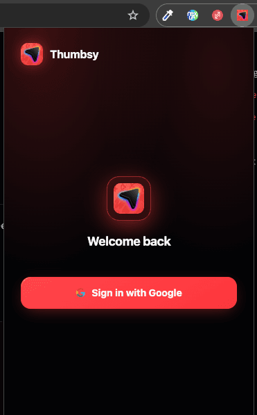 Extension popup in the logged-out state