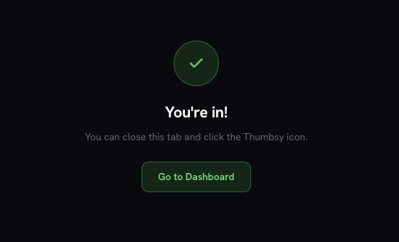 Popup confirmation screen after signing in