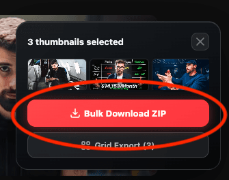 Selecting many thumbnails and downloading them as a ZIP