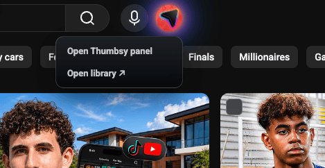 Thumbsy icon injected into YouTube's top bar